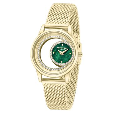 Kenneth Cole Quartz Analog Green Mother of Pearl Dial Golden Stainless Steel Strap Watch For Women