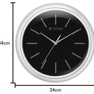 Titan Classic Balck Colour Wall Clock with Silent Sweep 34 x 34 (Medium)