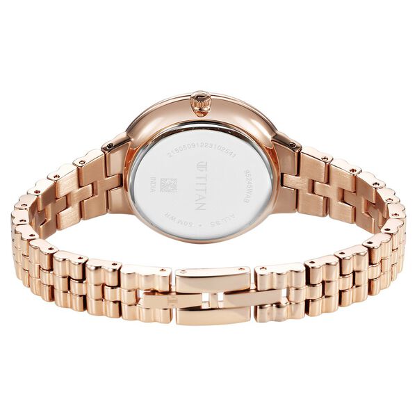Titan Aura Quartz Analog Rose Gold Dial Stainless Steel Strap Watch for Women - image number 4