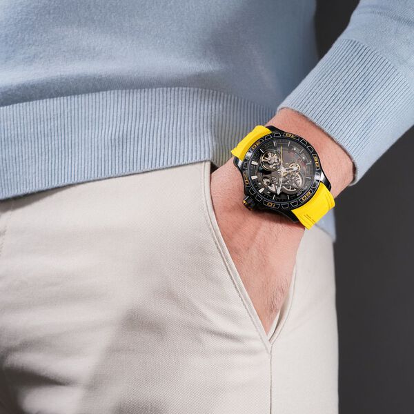 Police Quartz Analog Grey Dial Yellow Silicone Strap Watch For Men - image number 4
