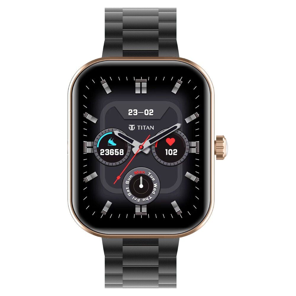 Titan Mirage with 4.97 cm AMOLED Display and AOD, Functional Crown, BT Calling Smartwatch with Black Metal Strap With Black Strap-picture-26