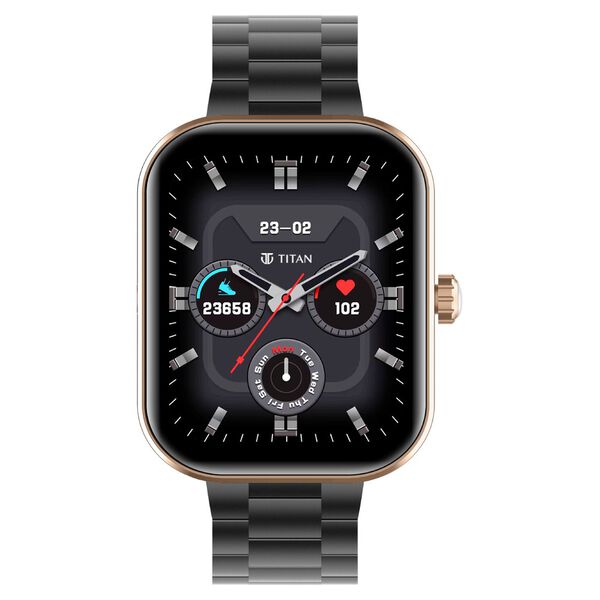 Titan Mirage with 4.97 cm AMOLED Display and AOD, Functional Crown, BT Calling Smartwatch with Black Metal Strap With Black Strap - image number 0