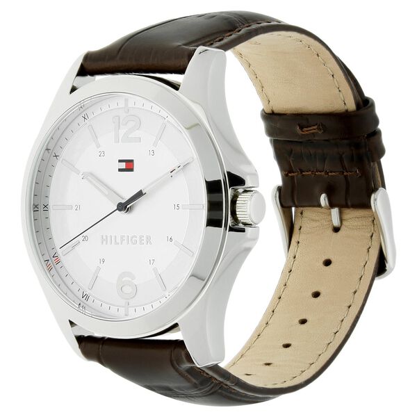 Tommy Hilfiger Quartz Analog White Dial Leather Strap Watch for Men - image number 1