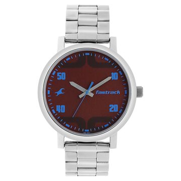 Fastrack Bold Quartz Analog Brown Dial Stainless Steel Strap Watch for Guys