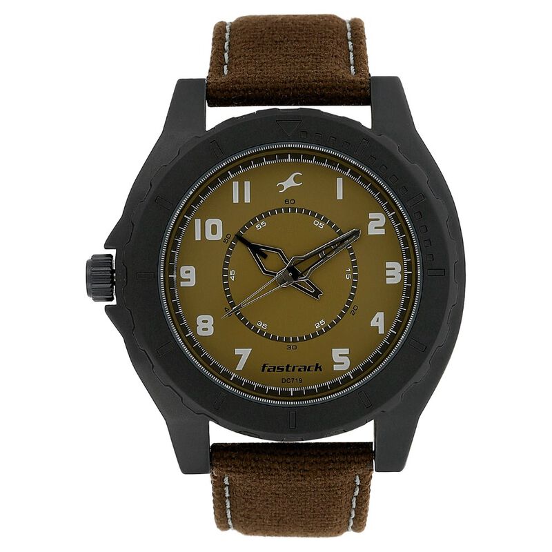 Fastrack Explorer Quartz Analog Brown Dial Canvas Strap Watch for Guys