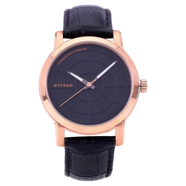 Titan Quartz Analog Black Dial Leather Strap Watch for Men - image number 0