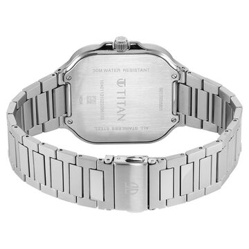 Titan Classique Slim Square Quartz Analog with Date Blue Dial Silver Stainless Steel Strap Watch For Men