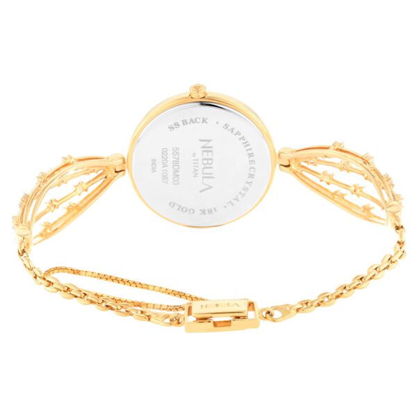 Titan Nebula Ashvi 18k Gold Analog with Princess-cut Diamond Bracelet Watch for Women - image number 4