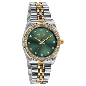 Sonata Poze Quartz Analog Green Dial Two Toned Colour Stainless Steel Strap Watch For Women