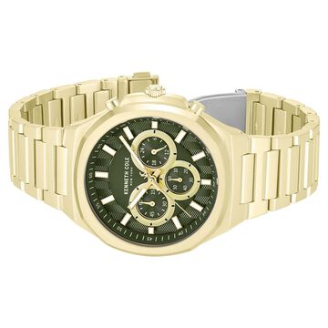 Kenneth Cole Quartz Chronograph Green Dial Golden Stainless Steel Strap Watch For Men