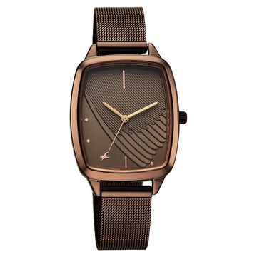 Fastrack Wild Quartz Analog Brown Dial Brown Stainless Steel Strap Watch For Girls