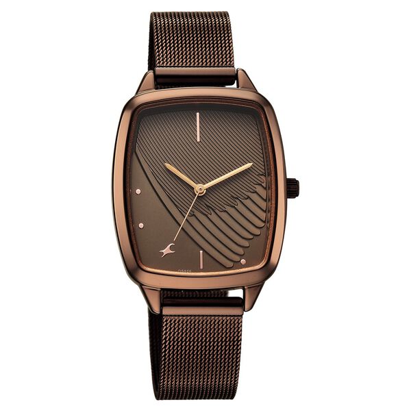Fastrack Wild Quartz Analog Brown Dial Brown Stainless Steel Strap Watch For Girls - image number 4