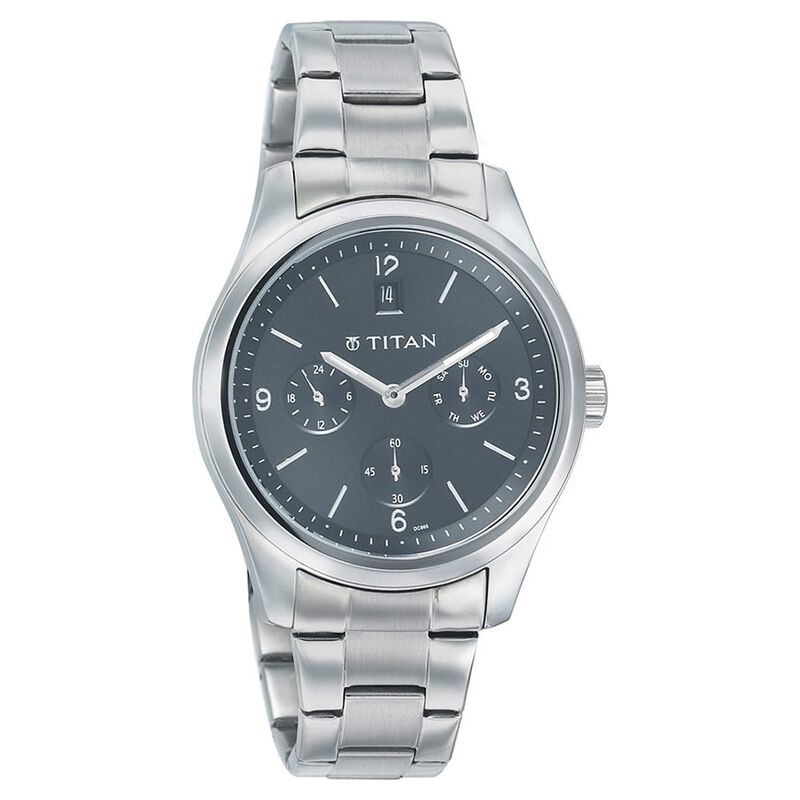 Titan Quartz Analog with Date Black Dial Stainless Steel Strap Watch for Women