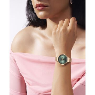 Fastrack Stunners X Quartz Analog Green Dial Stainless Steel Strap Watch For Girls