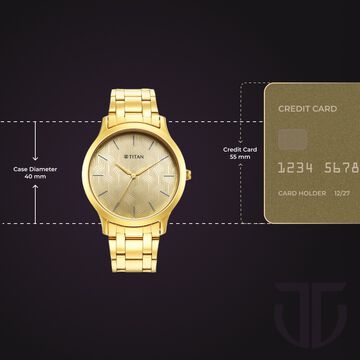Titan Karishma Quartz Analog Champagne Round Dial Golden Stainless Steel Strap Watch For Men
