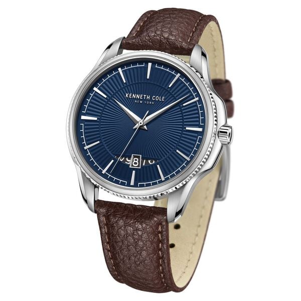 Kenneth Cole Quartz Analog with Date Blue Dial Leather Strap Watch for Men - image number 1