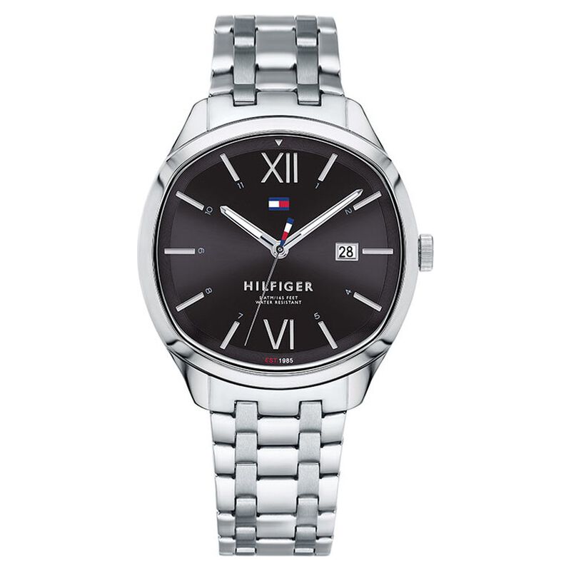 Tommy Hilfiger Quartz Analog with Day and Date Black Dial Metal Strap Watch for Men