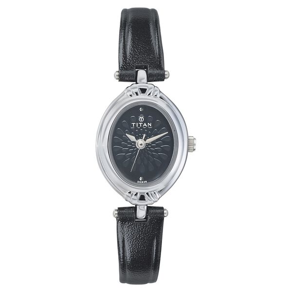 Titan Quartz Analog Black Dial Leather Strap Watch for Women - image number 0
