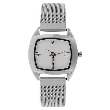 Fastrack Quartz Analog Silver Dial Metal Strap Watch for Girls