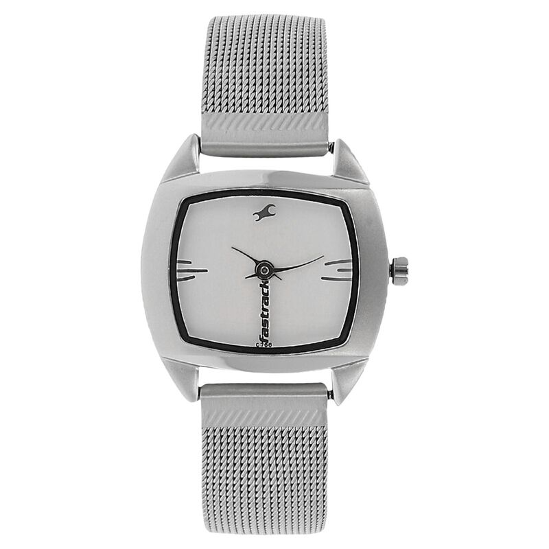Fastrack Quartz Analog Silver Dial Metal Strap Watch for Girls