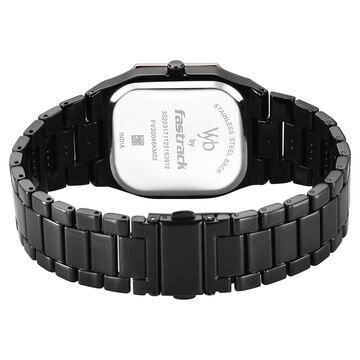 Vyb Pioneer By Fastrack Quartz Analog Black Dial Black Metal Strap Watch For Guys
