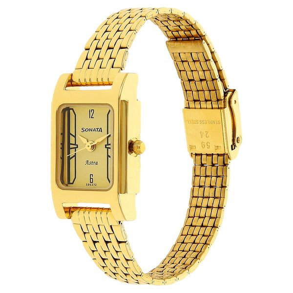 Sonata Quartz Analog Champagne Dial Stainless Steel Strap Watch for Women - image number 1