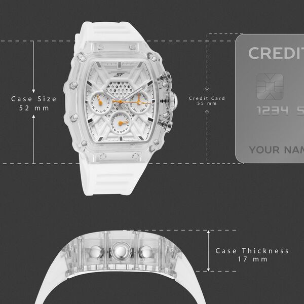 SF Maiden Voyage Sport Watch White Dial And Strap Tonneau Shaped Case with Multifunction movement - image number 3
