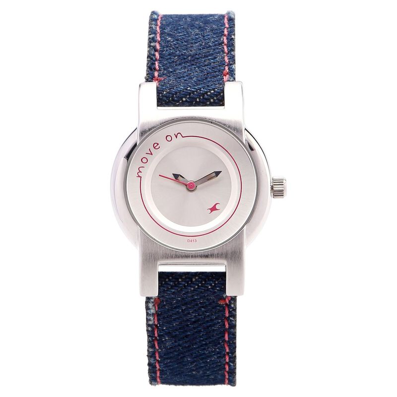 Fastrack Quartz Analog Silver Dial Leather Strap Watch for Girls