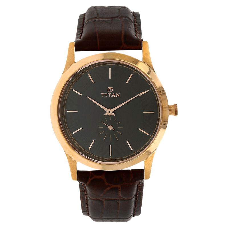 Titan Analog Black Dial Quartz Leather Strap watch for Men
