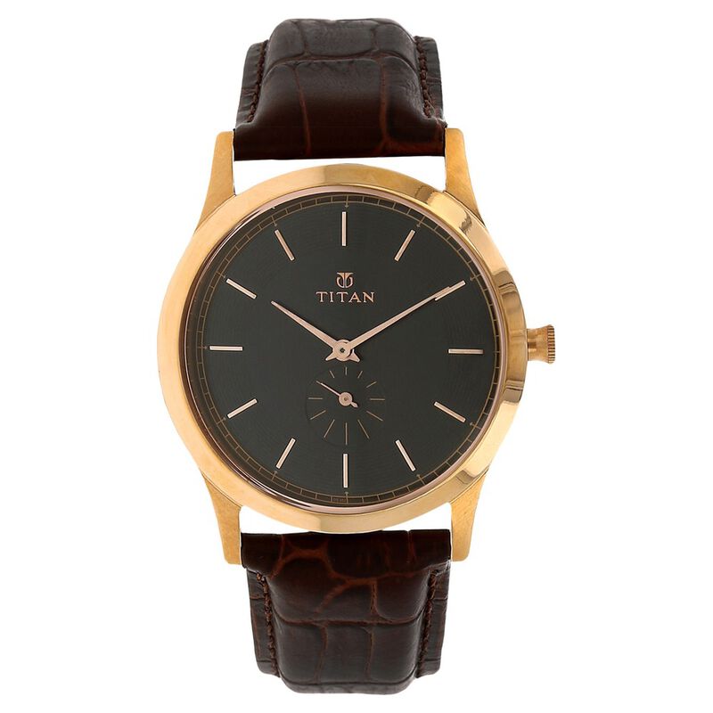 Titan Analog Black Dial Quartz Leather Strap watch for Men - image number 0