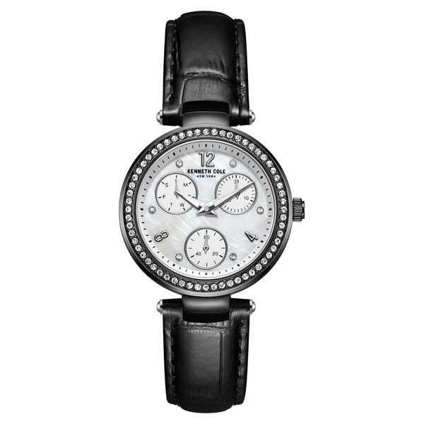 Kenneth Cole Quartz Multifunction Mother of Pearl Dial Leather Strap Watch for Women - image number 0