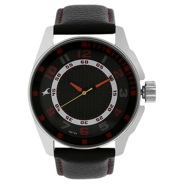 Fastrack Quartz Analog Black Dial Leather Strap Watch for Guys