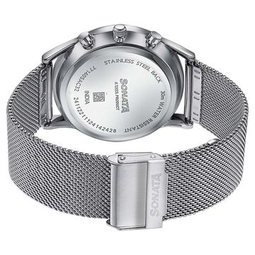Sonata Wedding Edit Quartz Multifunction Blue Dial Stainless Steel Strap Watch For Men