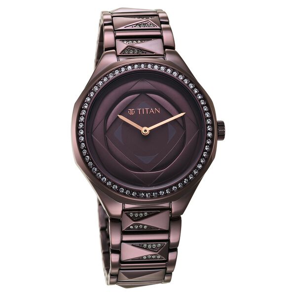 Titan Purple Glitz Quartz Analog Stainless Steel Strap Watch for Women - image number 0