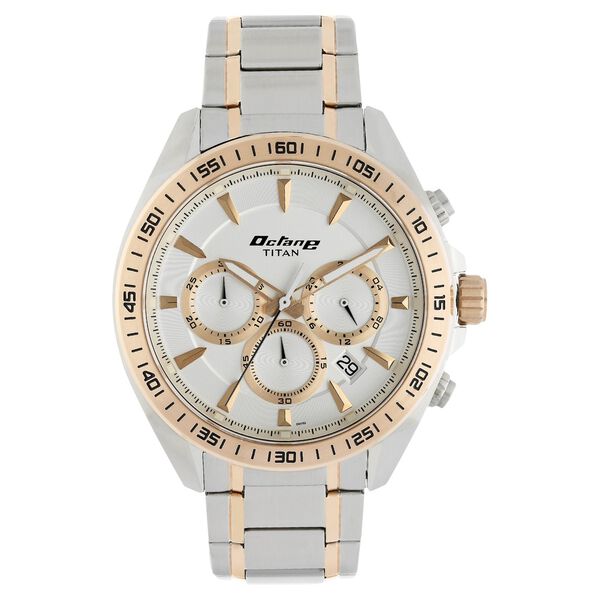 Titan Octane White Dial Chrono Stainless Strap watch for Men - image number 0