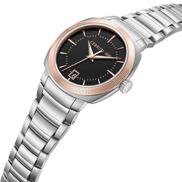 Cerruti 1881 Quartz Analog Black Dial Silver Colour Stainless Steel Strap Watch For Men