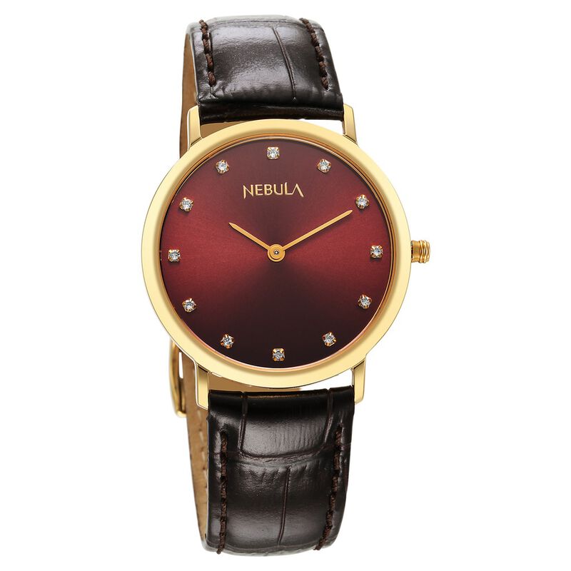 Titan Nebula Vintage 18k Gold Analog with Diamond Studded Indices Watch for Men