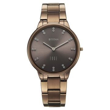 Edge Velora Quartz Analog Brown Dial Brown Stainless Steel Strap Watch For Women