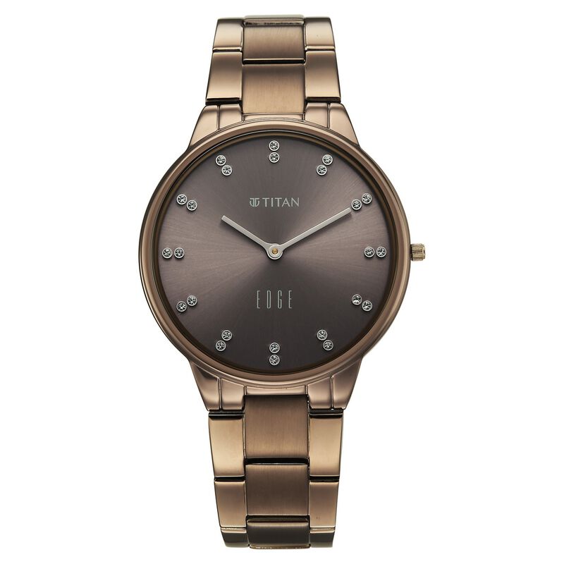 Edge Velora Quartz Analog Brown Dial Brown Stainless Steel Strap Watch For Women