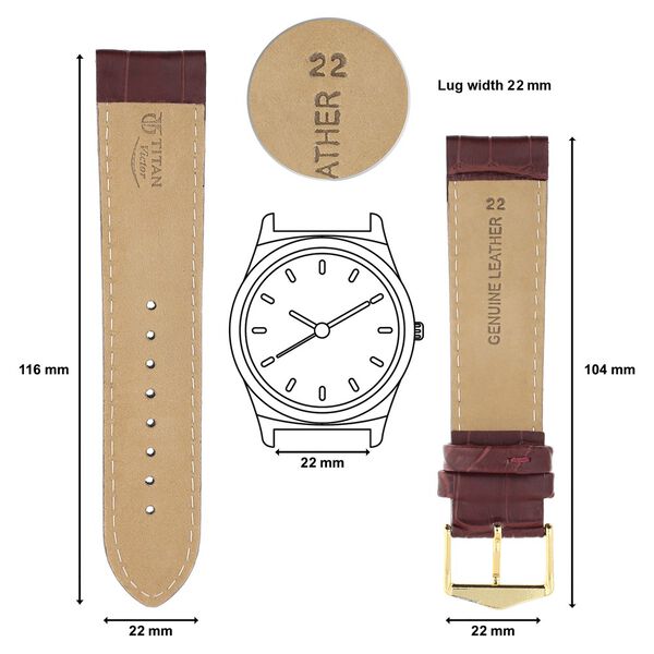 22 mm Burgundy Genuine Leather Straps for Men - image number 1