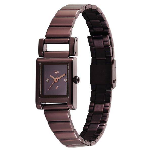 Vyb Muse By Fastrack Quartz Analog Brown Dial Brown Stainless Steel Strap Watch For Girls - image number 2