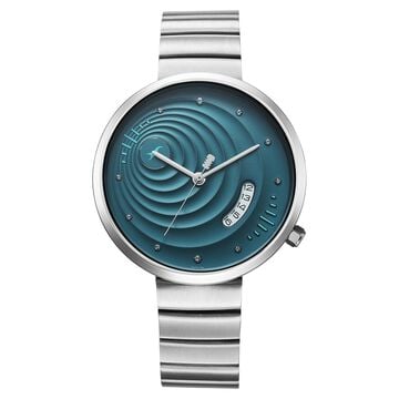Fastrack Groove Quartz Analog with Date Teal Dial Girls Stainless Steel Watch