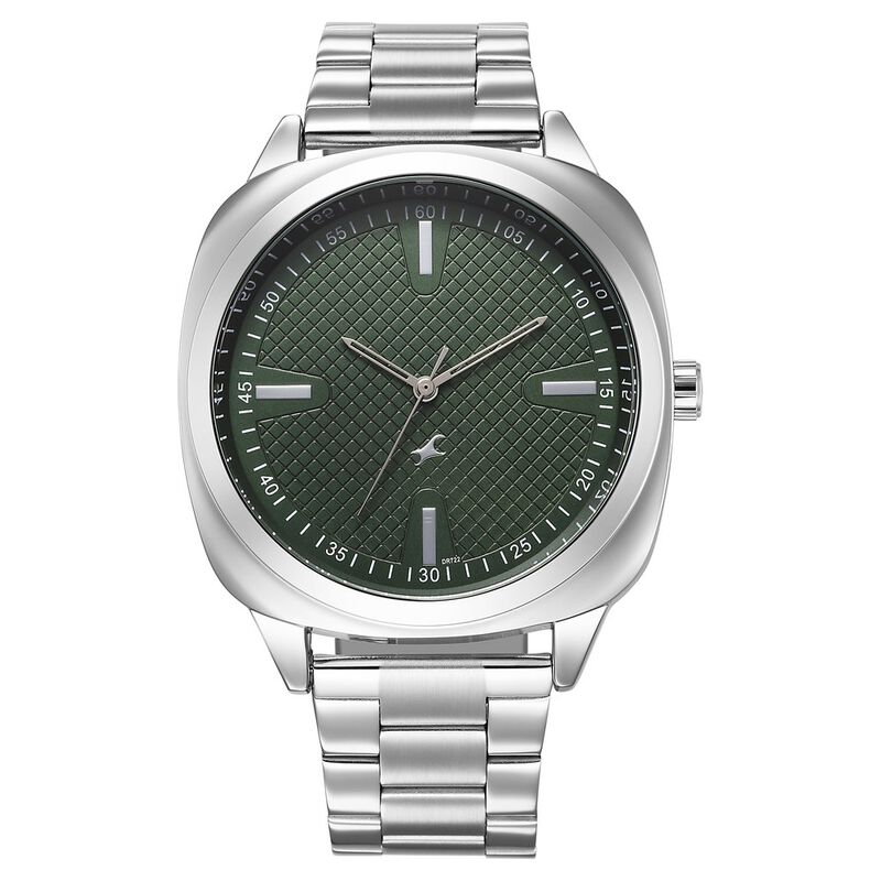 Fastrack Stunners X Quartz Analog Green Dial Stainless Steel Strap Watch For Guys