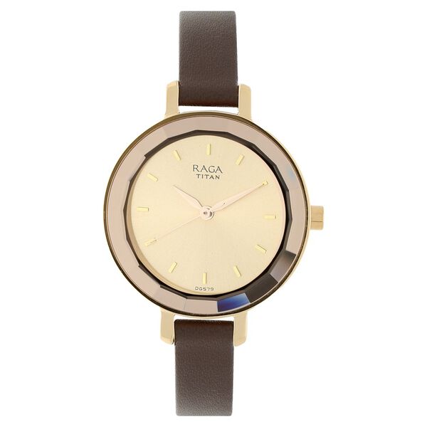 Titan Raga Viva Rose Gold Dial Women Watch With Leather Strap - image number 0