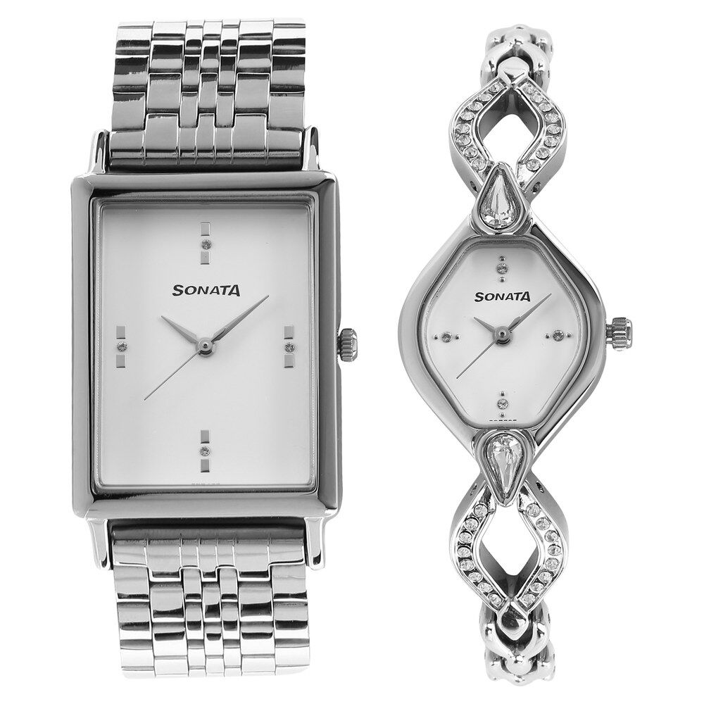 Sonata white dial watch deals