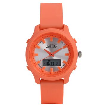 Zoop Ana-Digi Watch with Silver Dial & Orange Strap for Girls Kids, from House of Titan