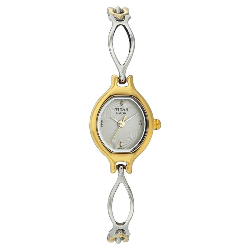 Titan Quartz Analog Silver Dial Metal Strap Watch for Women