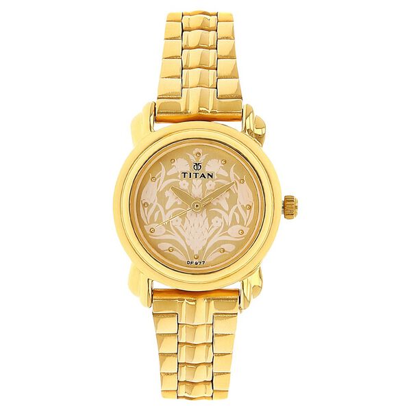 Titan Quartz Analog Beige Dial Stainless Steel Strap Watch for Women - image number 0