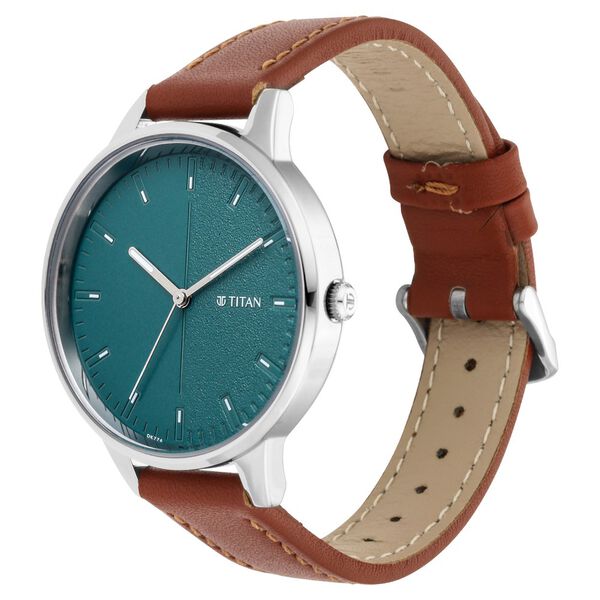 Titan Women's Precision Simplicity Watch: Grey Gradient Dial with Leather Strap - image number 2