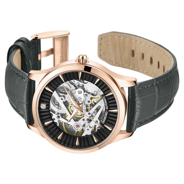Kenneth Cole Automatic Black Dial Leather Strap Watch for Women - image number 3